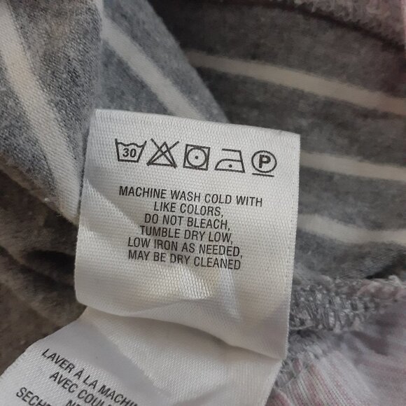 Anthropologie Little Yellow Button Women's Size M Gray Stripe Mixed Media Shirt - Picture 10 of 14